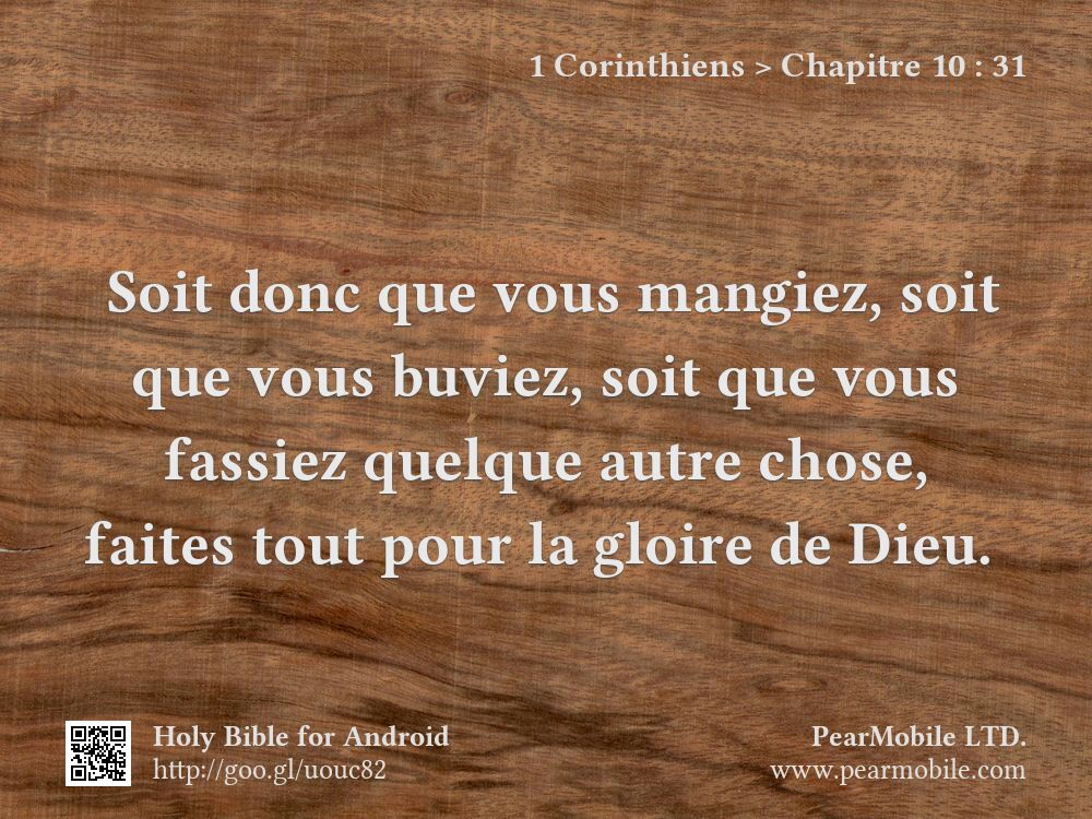 1 Corinthiens, Chapitre 10:31